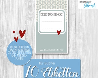 10 Buch-Etiketten | 45 x 75 mm