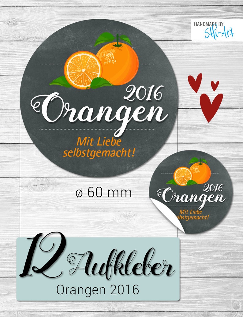 12 Labels 60 mm Oranges 2016 image 2