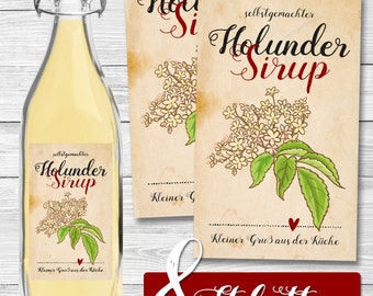 8 x Elderberry Syrup | Adhesive Labels 61 x 100 mm