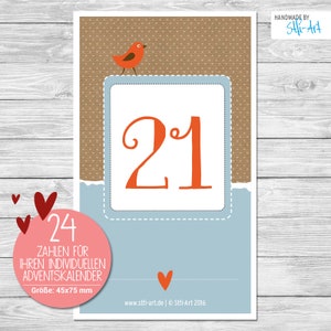 24 Numéros de calendrier de l’Avent (en anglais seulement) 75 x 45 mm