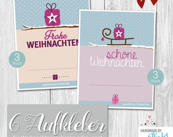 6 weihnachtliche Aufkleber