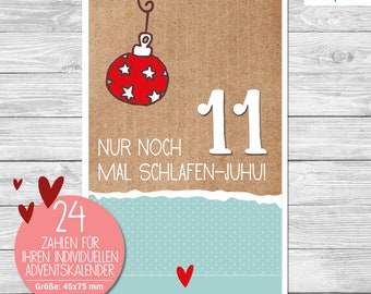 24 Adventskalenderzahlen | 75 x 45 mm