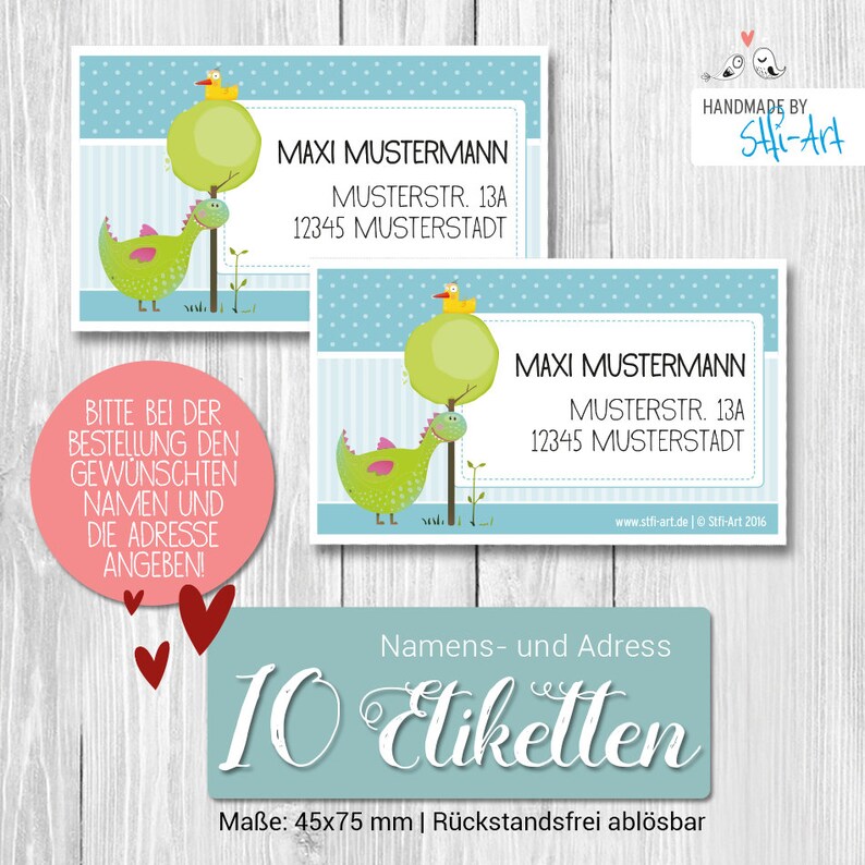 10 personalisierte Adress-Etiketten 45 x 75 mm Bild 1