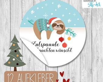 12 Weihnachts-Aufkleber | 60 mm ø