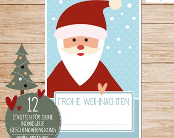 12 Weihnachts-Aufkleber | 45 x 75 mm