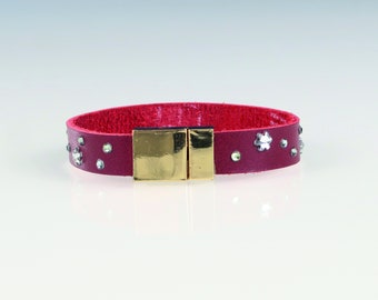 Bracelet cuir et strass : "Les stellaires"