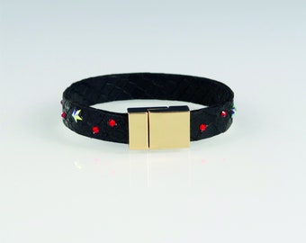 Bracelet cuir et strass : "Les stellaires"