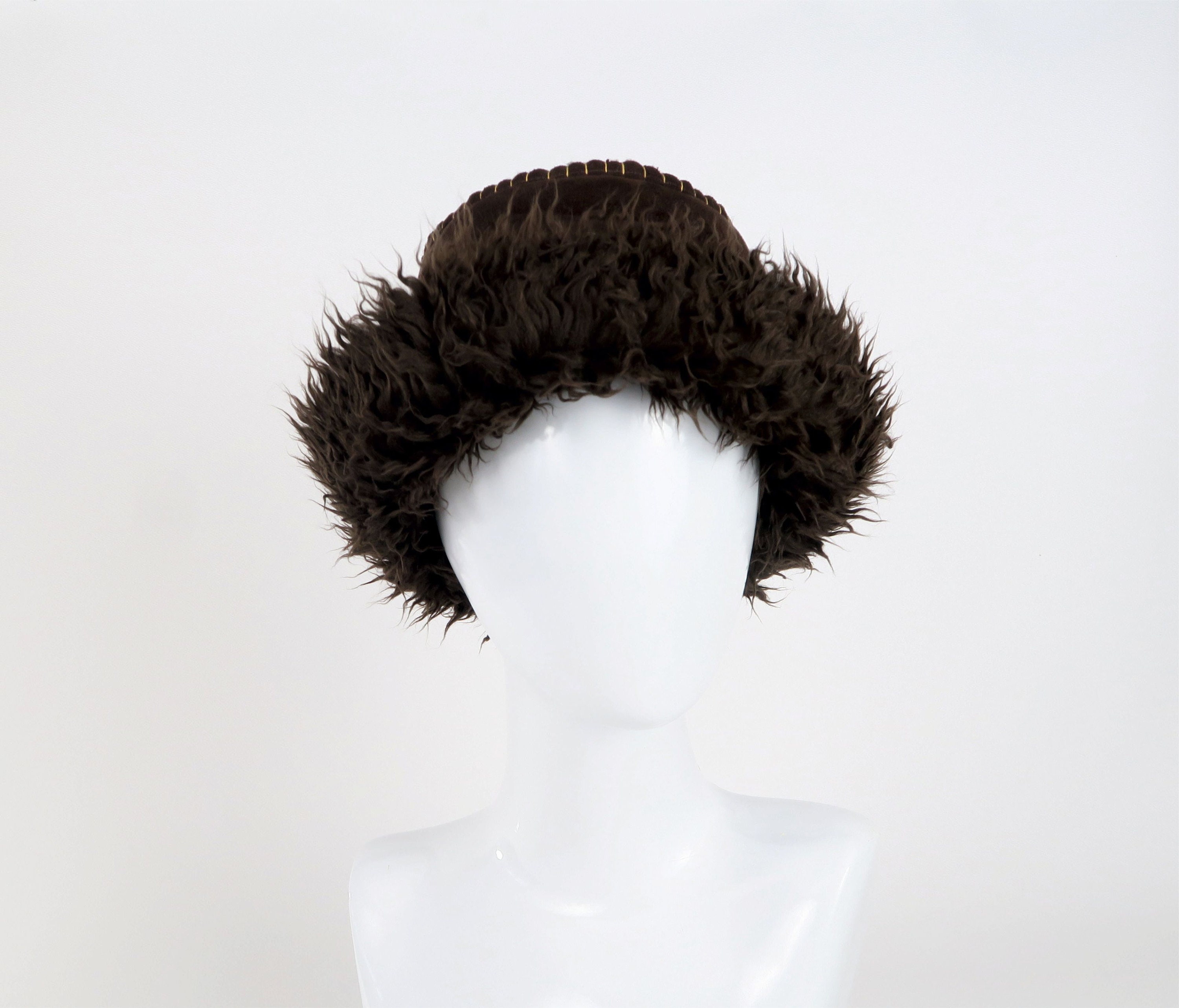 Custom NEW OOAK Tibetan Lamb fur hat-wig with visor built in Luxury Real Fur Winter Hat – Black Lamb Fur Beanie by FurbySD main image 2