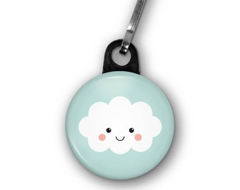 Cute Kawaii Cloud Zipper Pull Charm Accessory, 1.25" Diameter, Cute Small Easter Gift, Easter Basket Filler, Gift for Tween