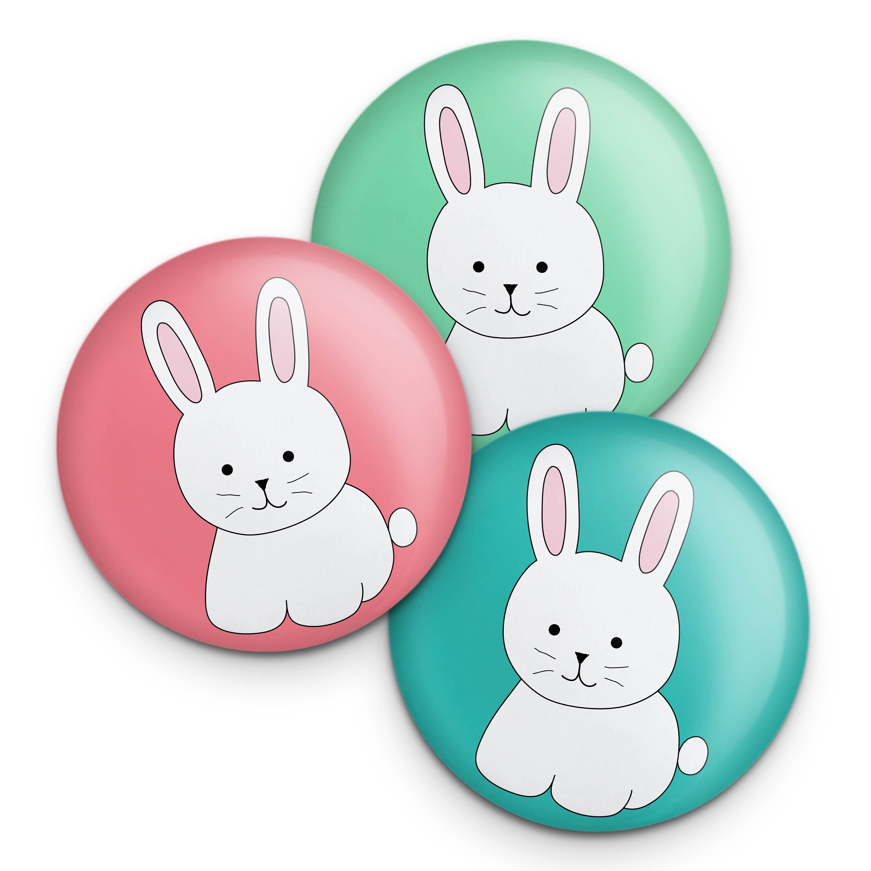 Cute Bunny Pin Set Set of 3 1.25 Diameter Easter Etsy 日本
