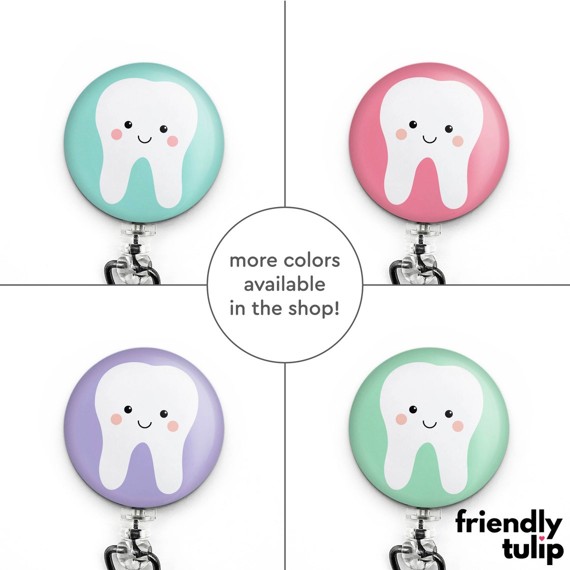 Cute Tooth Badge Reel Retractable Badge Holder ID Name Badge Etsy UK