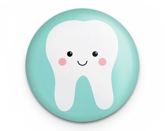 Cute Tooth Pin, Gift for Dental Hygienist, Dental Assistant Dentist Orthodontist Gift, 1.25" Button, Cute Small Tooth Gift