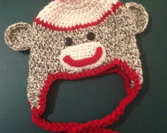 Sock Monkey Earflap Hat