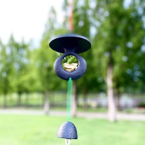 Japanese FURIN Wind Chime Bell sparrow Suzume Nanbu Cast Iron / Made in Japan