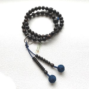 Jodo shu Buddhist Mala Juzu 108 Prayer beads Japan Kyoto Black Stripe Ebony wood