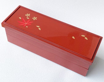 Jubako Echizen Urushi Japanese Lacquer ware Bento Box Spring Autumn Red Japan