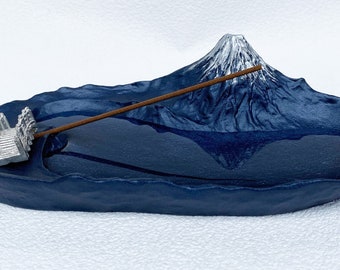 Incense Stand Reflection of Mt. Fuji Aluminum Japan Takaoka Metal craft Blue