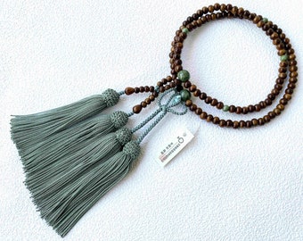 Kyoto Juzu Japanese Buddhist Mala Bracelet Jodo-shinshu Ryokudan Saussurite , US DDP
