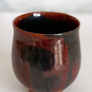 Yunomi Kyo Kiyomizu yaki ware Japanese tea cup japan Black Red kaki glaze Japan