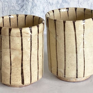 Yunomi Pair set Japanese tea cup Mino yaki ware Tokusa pattern made in japan