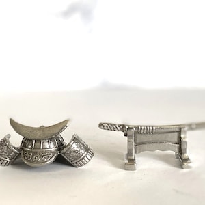 Samurai Hashioki Chopstick rest Takaoka Tinware Kabuto Helmet set of 2 Made in Japan