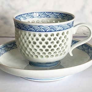 Arita porcelain Coffee Tea Cup & Saucer Glass glaze Transparent Made in Japan