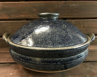 Shigaraki yaki Ceramic DONABE Hot pot Japanese Navy Earthen Clay Pot Made in Japan With Steam net