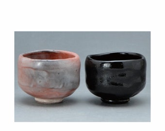 Aka-Raku Chawan Tea bowl Raku ware Nippon2You Taiko Drum Shape