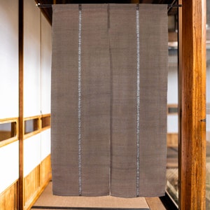 Linen Noren Japanese Door curtain Handcraft Brown Kakishibu dye IONO weave