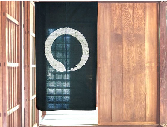 Noren Kyoto Rideau Japonais Roketsu Batik En Coton Enso Rikyu Vert