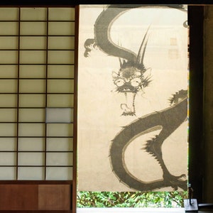Noren Japanese Hanging Door Curtain Jakuchu Ito Japan Tiger Rain Dragon motif
