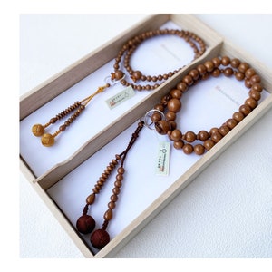 Jodo shu Buddhist Mala Juzu 108 Prayer beads Japan Kyoto Plumwood Pair set of 2