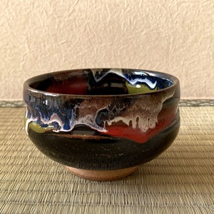 Chawan Arita yaki ware Japanese Matcha green tea bowl Irokawari marble glaze New