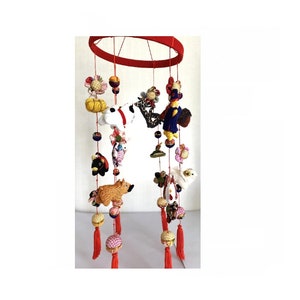 TSURUSHI KAZARI Japanese Kyoto crepe hanging ornament Zodiac Chinese Fortune Kyoto Japan