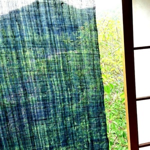 Kyoto Excellent Noren Japanese hanging curtain Linen Navy Indigo color Handcrafted 150 x 88cm Made in Japan Hand-spinning Hand-woven