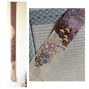 Kyoto Tapestry Wall Hanging Handpainted Linen Seven herbs of Autumn