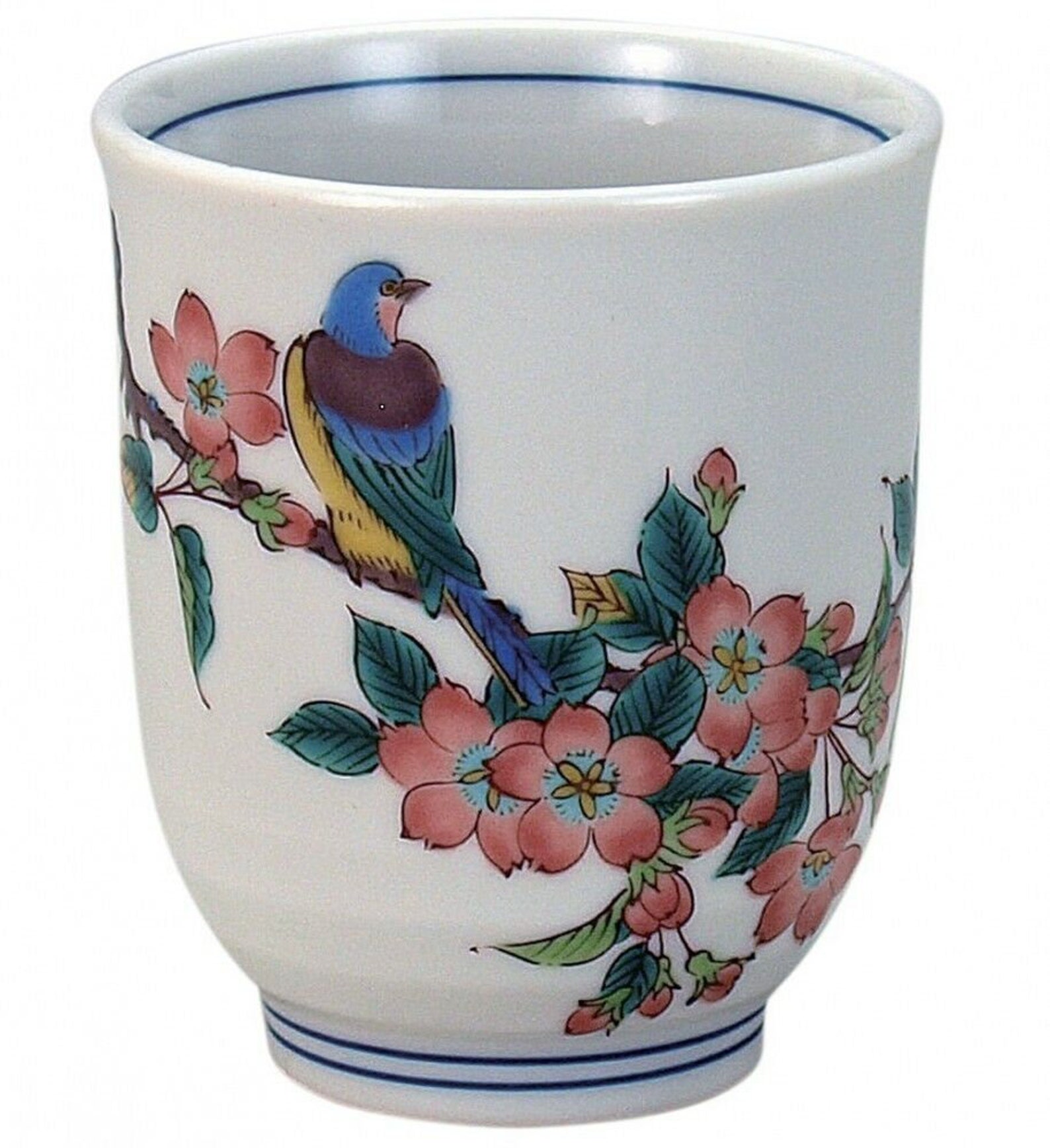 Yunomi KUTANI Porcelain Ware Japanese Tea Cup Flower and Bird Etsy