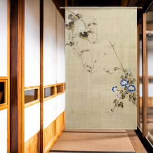 Kyoto Noren Japanese Door Curtain Edo Rinpa morning glory motif Handcraft Japan
