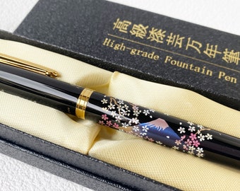 Maki-e Urushi Lacquer Makie Fountain Pen Yamanaka lacquerware Fuji Cherry Japan