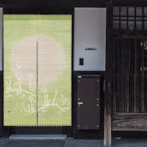 Kyoto Noren Japanese door curtain Linen Bracken Warabi green Spring Japan