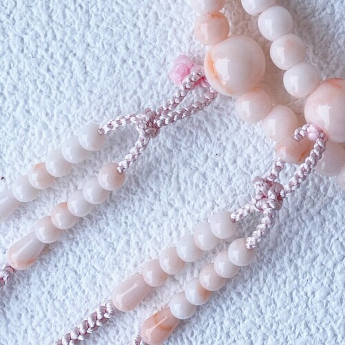 Kyoto Juzu Japanese shops Buddhist Mala Bracelet Shingon Acrylic Pink Coral Color