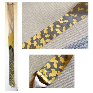 Kyoto Tapestry Wall Hanging Handpainted Linen Lines Ginkgo tree Autumn