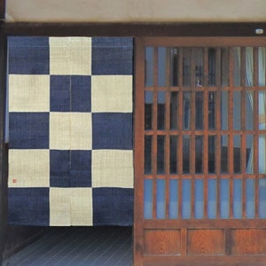 Kyoto Noren Japanese door curtain tapestry Linen 150*88cm Rikyu Ichimatsu Check