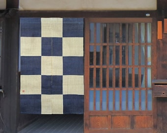 Kyoto Noren Japanese door curtain tapestry Linen 150*88cm Rikyu Ichimatsu Check