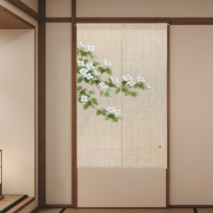 Kyoto Noren Japanese door curtain Yamaboshi flower Handcraft Made in Japan