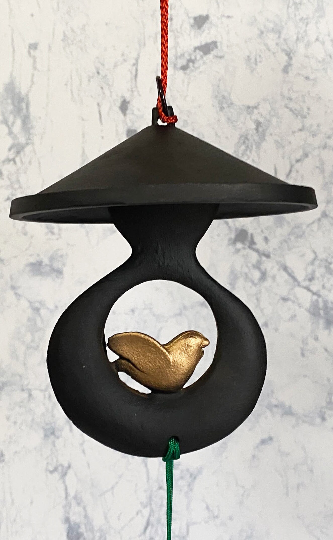 Japanese FURIN Wind Chime Bell Sparrow Suzume Nanbu Cast