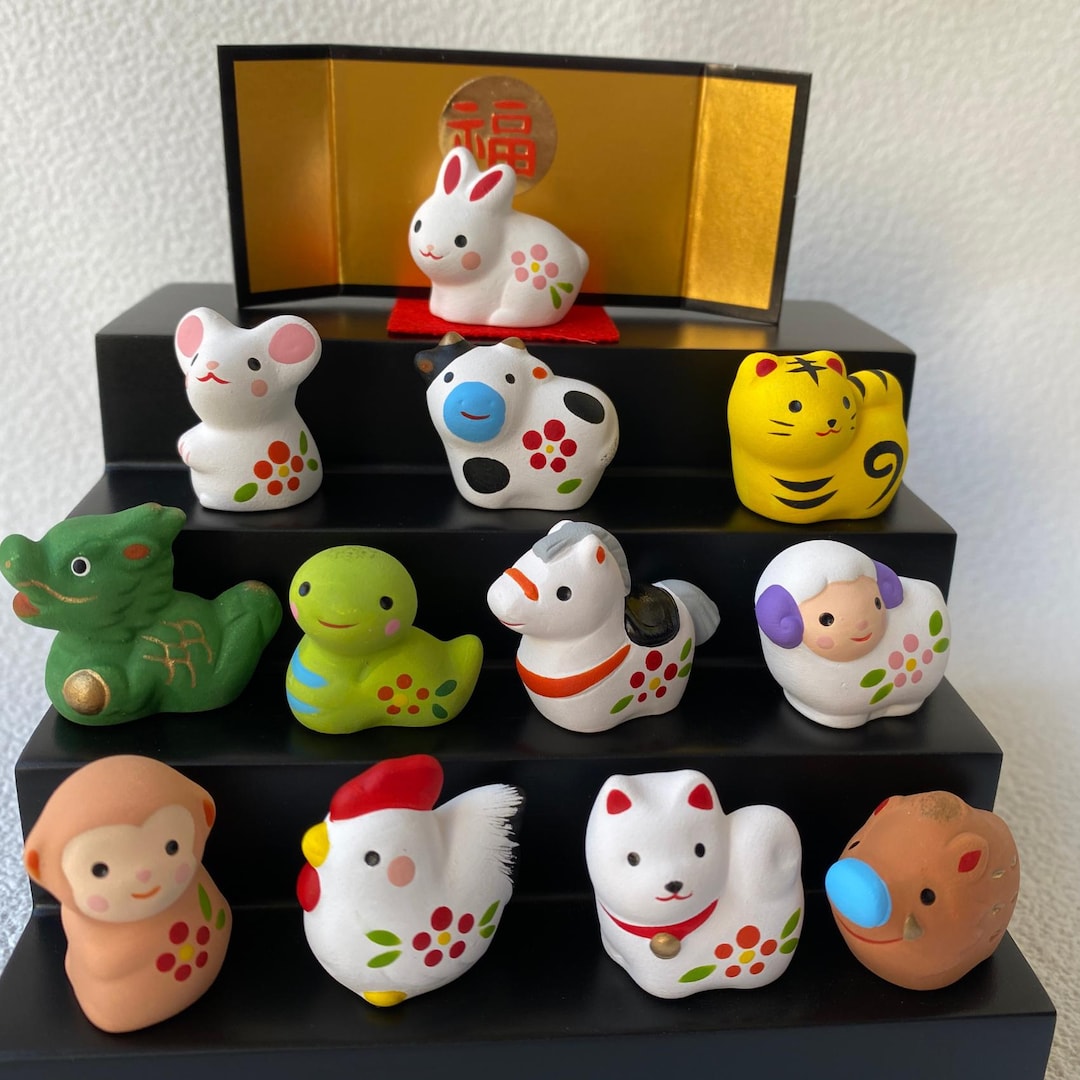 Zodiac Chinese Fortune Japanese Pottery Cute 4 Stage New Year