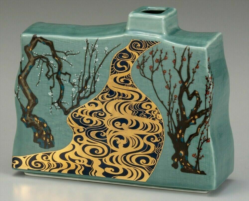 Kutani yaki ware Japanese Flower pot Vase Korinbai Plum Etsy