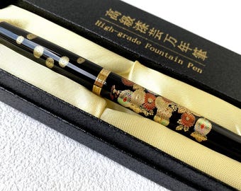 Maki-e Urushi Lacquer Makie Fountain Pen Yamanaka lacquerware Autumn flower Japan , US DDP
