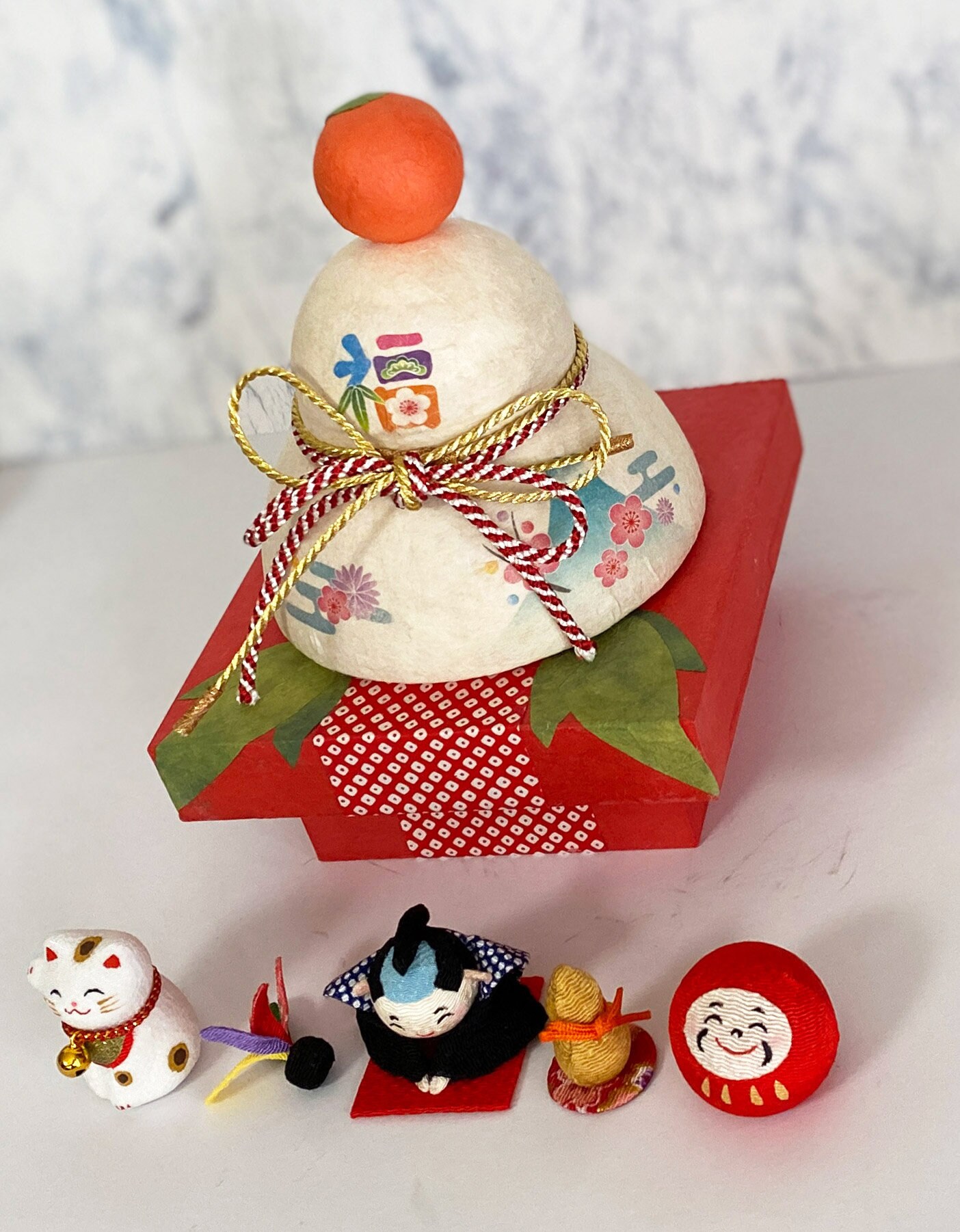Kyoto New Year Figure Japanese Paper Kagami Mochi Rice Cake